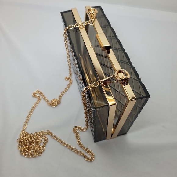 Acrilic Transparent Gold Star Evening Bag Purses Clutch Banquet Handbag - Picture 2 of 16